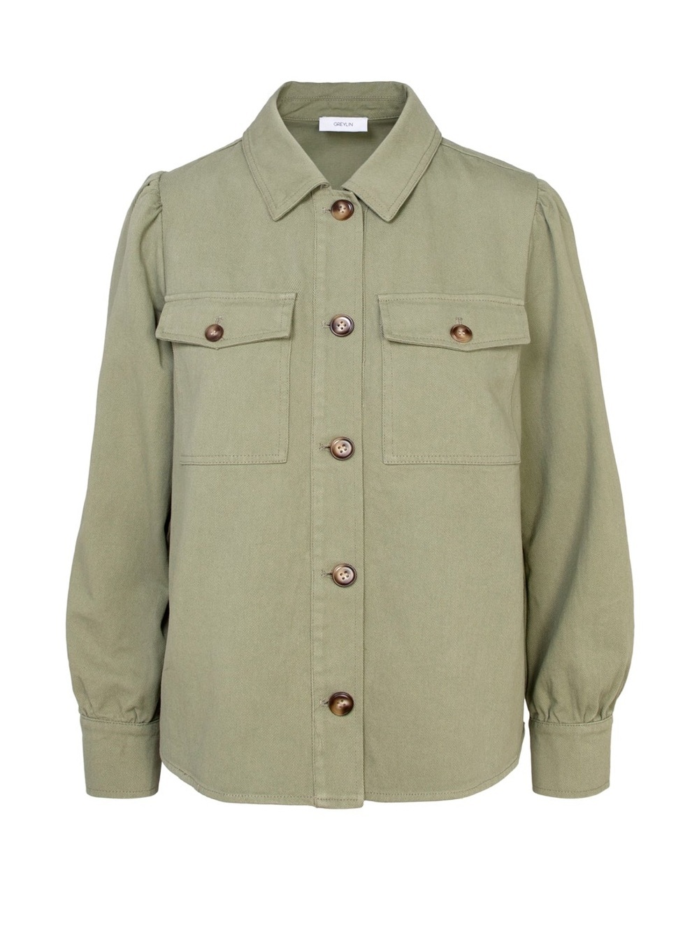 Greylin Alexia Cotton Twill Puff Sleeve Shirt Jacket size small